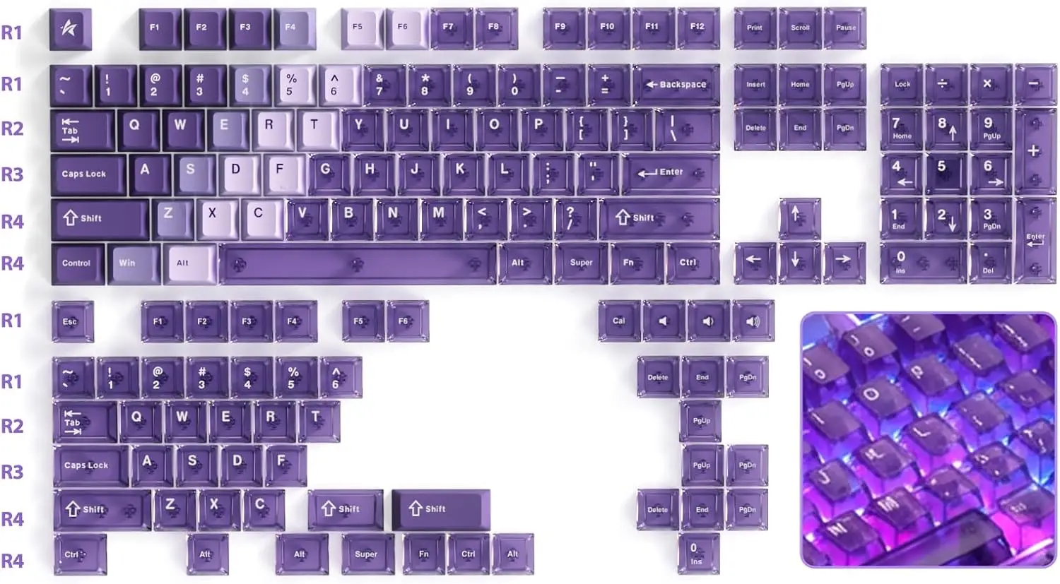 Keycaps PBT 60 65 75 100 Percent Custom 155 DuoChrome Keys Dye Sublimation Keyboard Keycaps with Cherry Profile for 61/68/84/87/
Keycaps PBT 60 65 75 100 Percent Custom 155 DuoChrome Keys Dye Sublimation Keyboard Keycaps with Cherry Profile for 61/68/84/87/