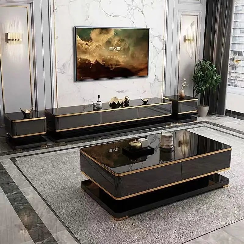 -For Black Wooden Living Room TV Stand and Coffee Table Set Furniture Home Storage Cabinet Wood Glass Top Luxury Center Table&
-For Black Wooden Living Room TV Stand and Coffee Table Set Furniture Home Storage Cabinet Wood Glass Top Luxury Center Table&