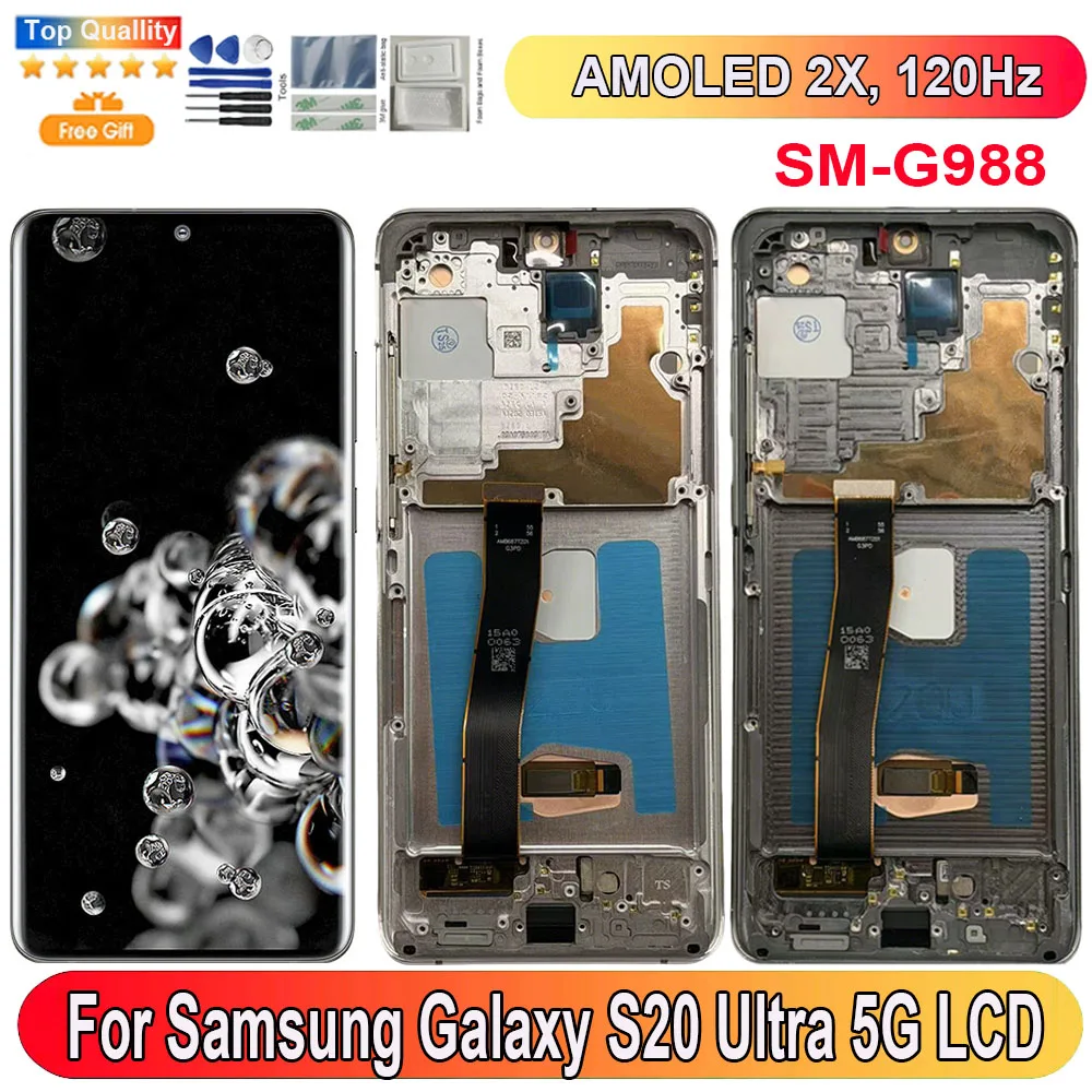 6.9“Size 120Hz For Samsung Galaxy S20 Ultra 5G LCD Display Screen Touch Panel Digitizer Replacement Parts G988 Screen With Frame
6.9“Size 120Hz For Samsung Galaxy S20 Ultra 5G LCD Display Screen Touch Panel Digitizer Replacement Parts G988 Screen With Frame
