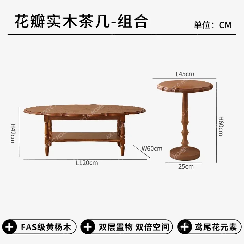 retro petal living room, small household tea table, solid wood small table, medium style, high-end and low table
retro petal living room, small household tea table, solid wood small table, medium style, high-end and low table