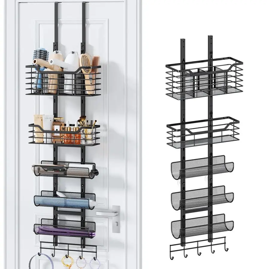 6Tier Hair Tool Organizer Hair Dryer Holder Over The Door Wall Mounted DIY Adjustable Shelf Bathroom Door Organizer with Hook fo
6Tier Hair Tool Organizer Hair Dryer Holder Over The Door Wall Mounted DIY Adjustable Shelf Bathroom Door Organizer with Hook fo