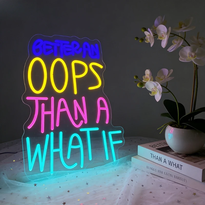 Better An Oops Than A What If Neon Sign LED Night Light USB Aesthetic Wall Art Desk Lamp for Bedroom Decor Living Room Party
Better An Oops Than A What If Neon Sign LED Night Light USB Aesthetic Wall Art Desk Lamp for Bedroom Decor Living Room Party