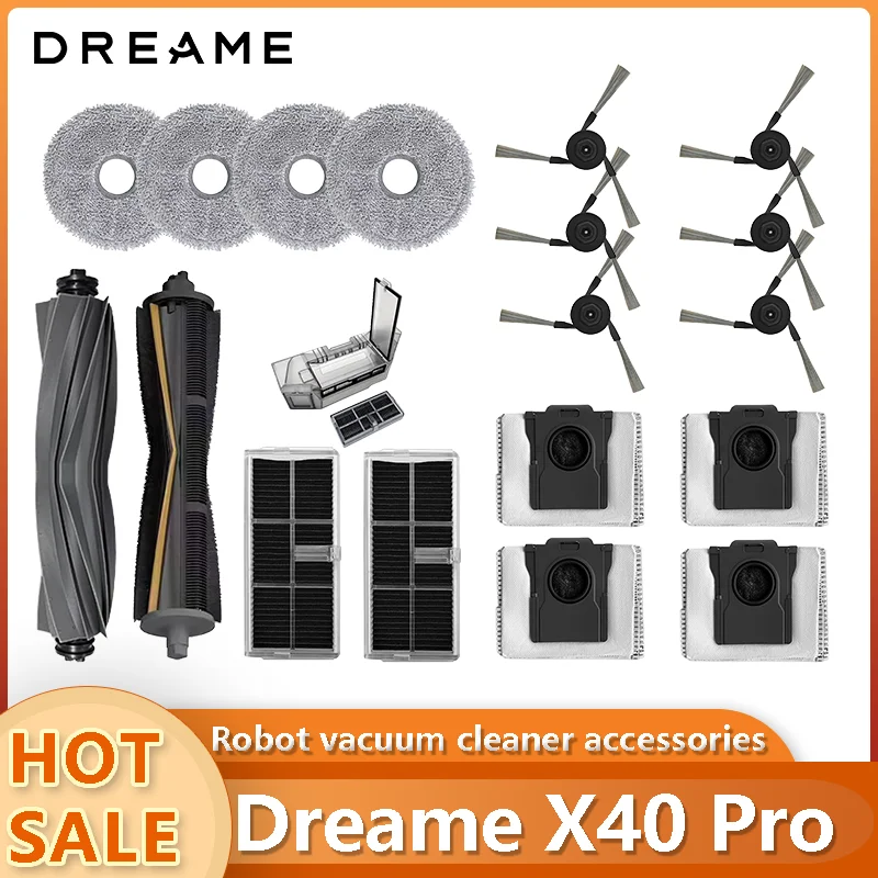 Dreame X40 Pro Accessories Main Side Brush Mop Cloth Dust Bag HEPA Filter Robot vacuum Replacement Parts
Dreame X40 Pro Accessories Main Side Brush Mop Cloth Dust Bag HEPA Filter Robot vacuum Replacement Parts