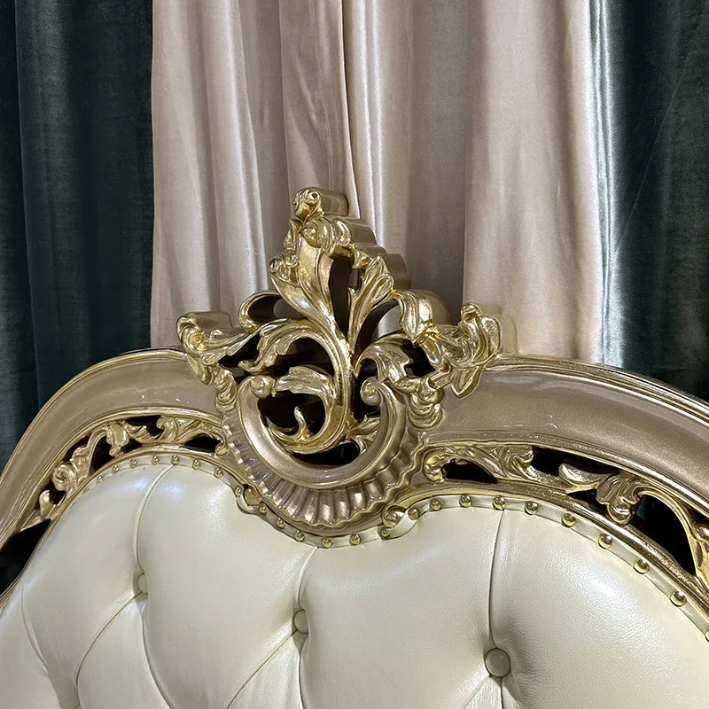 HS Французская кожаная мягкая кровать-мешок, европейская роскошная двуспальная кровать с резьбой по дереву и цветком, брачная кровать для главной спальни, мебель для спальни
HS Французская кожаная мягкая кровать-мешок, европейская роскошная двуспальная кровать с резьбой по дереву и цветком, брачная кровать для главной спальни, мебель для спальни