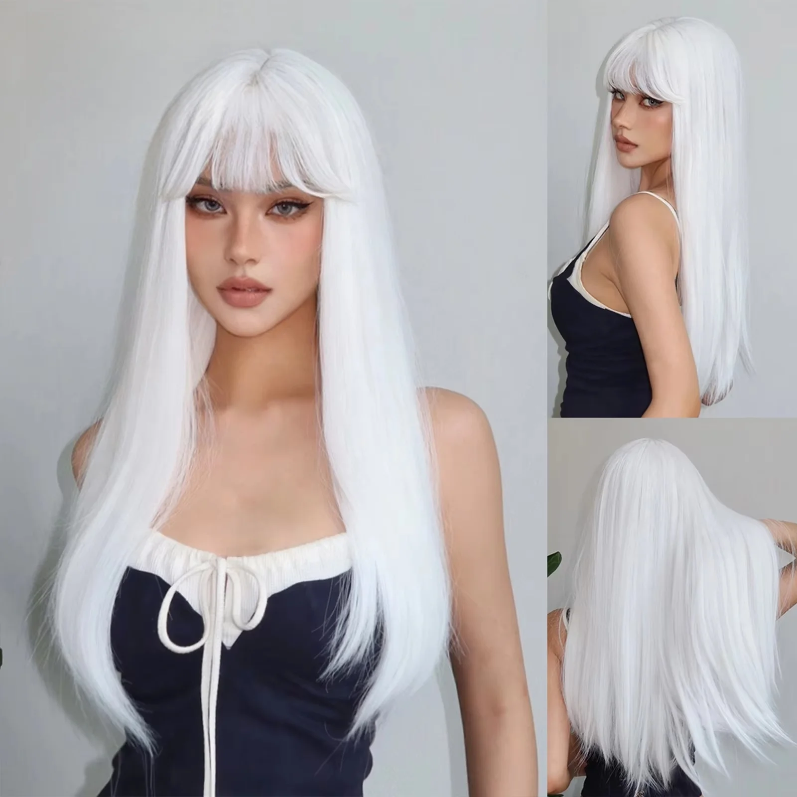 White Long Straight Synthetic Wigs for Women Colorful Cosplay Party Fake Hair with Bangs White Wig HighTemperature
White Long Straight Synthetic Wigs for Women Colorful Cosplay Party Fake Hair with Bangs White Wig HighTemperature