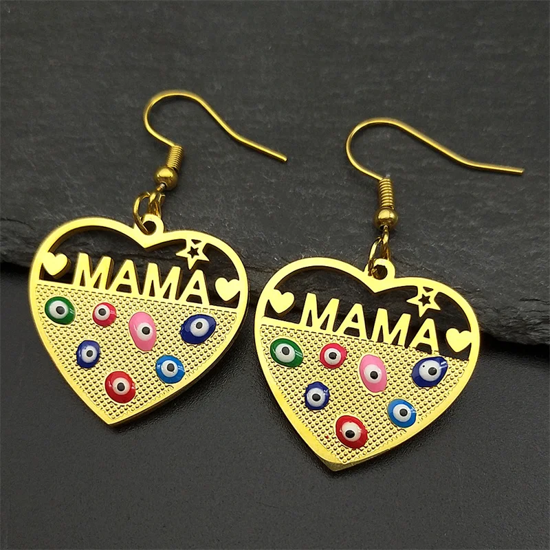 Mama Love Heart Evil Eye Earring For Women Men Stainless Steel Gold Color Lucky Amulet Dangle Earrings Jewelry Gifts
Mama Love Heart Evil Eye Earring For Women Men Stainless Steel Gold Color Lucky Amulet Dangle Earrings Jewelry Gifts