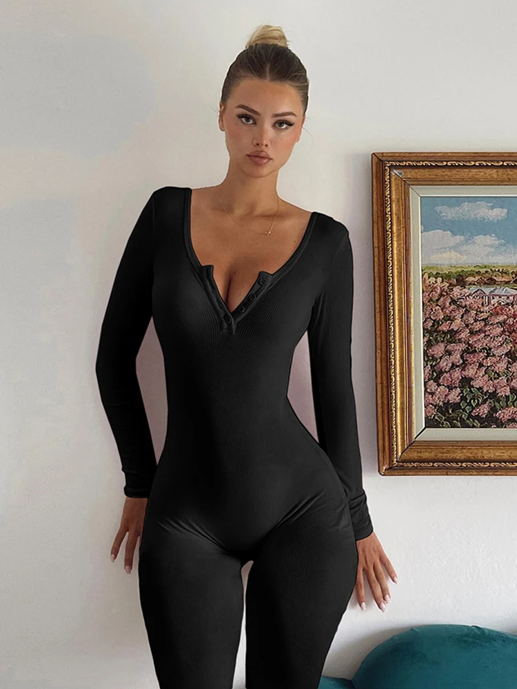 Whatiwear Комбинезон с низким вырезом на пуговицах Женский модный комбинезон в рубчик для фитнеса с длинными рукавами Уличный повседневный базовый комбинезон для коррекции фигуры
Whatiwear Комбинезон с низким вырезом на пуговицах Женский модный комбинезон в рубчик для фитнеса с длинными рукавами Уличный повседневный базовый комбинезон для коррекции фигуры