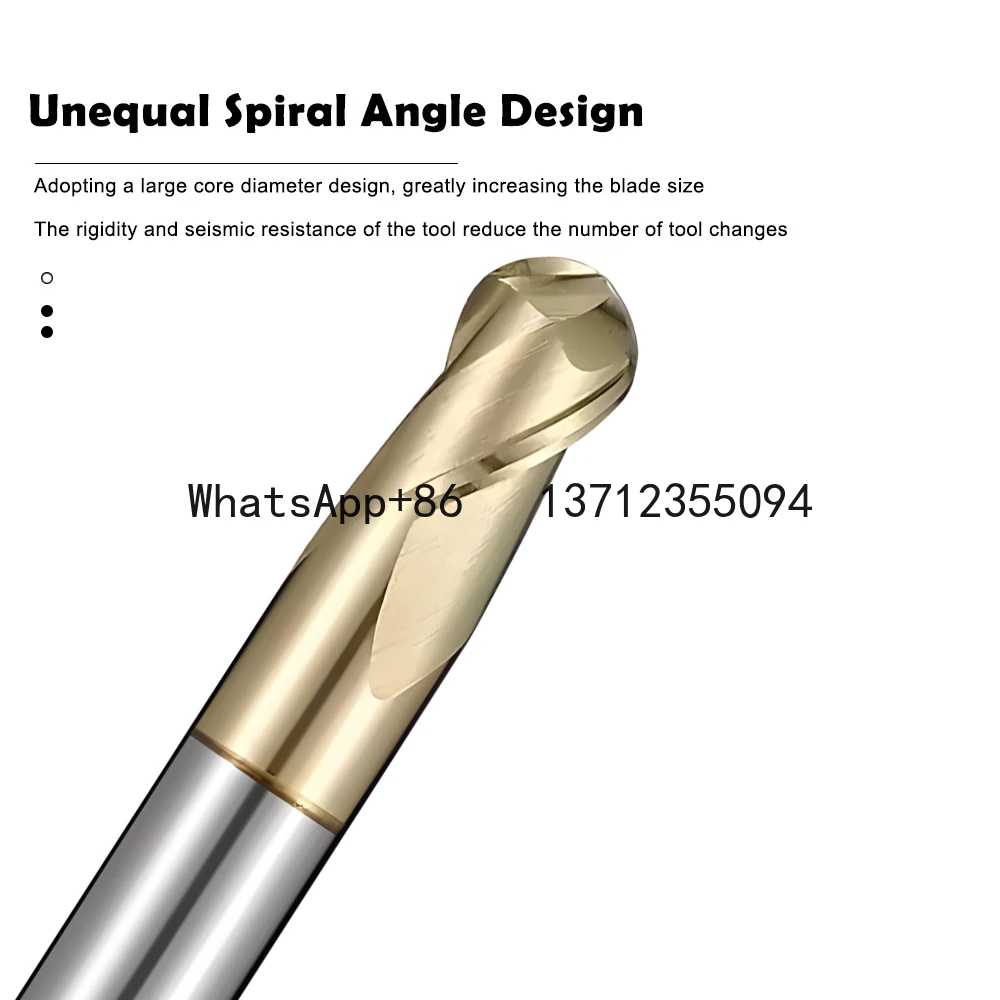 2-Flute Tungsten Steel Carbide Milling Cutter Titanium Alloy Unequal Divided Edge Ball Nose Endmills CNC Machining Center
2-Flute Tungsten Steel Carbide Milling Cutter Titanium Alloy Unequal Divided Edge Ball Nose Endmills CNC Machining Center