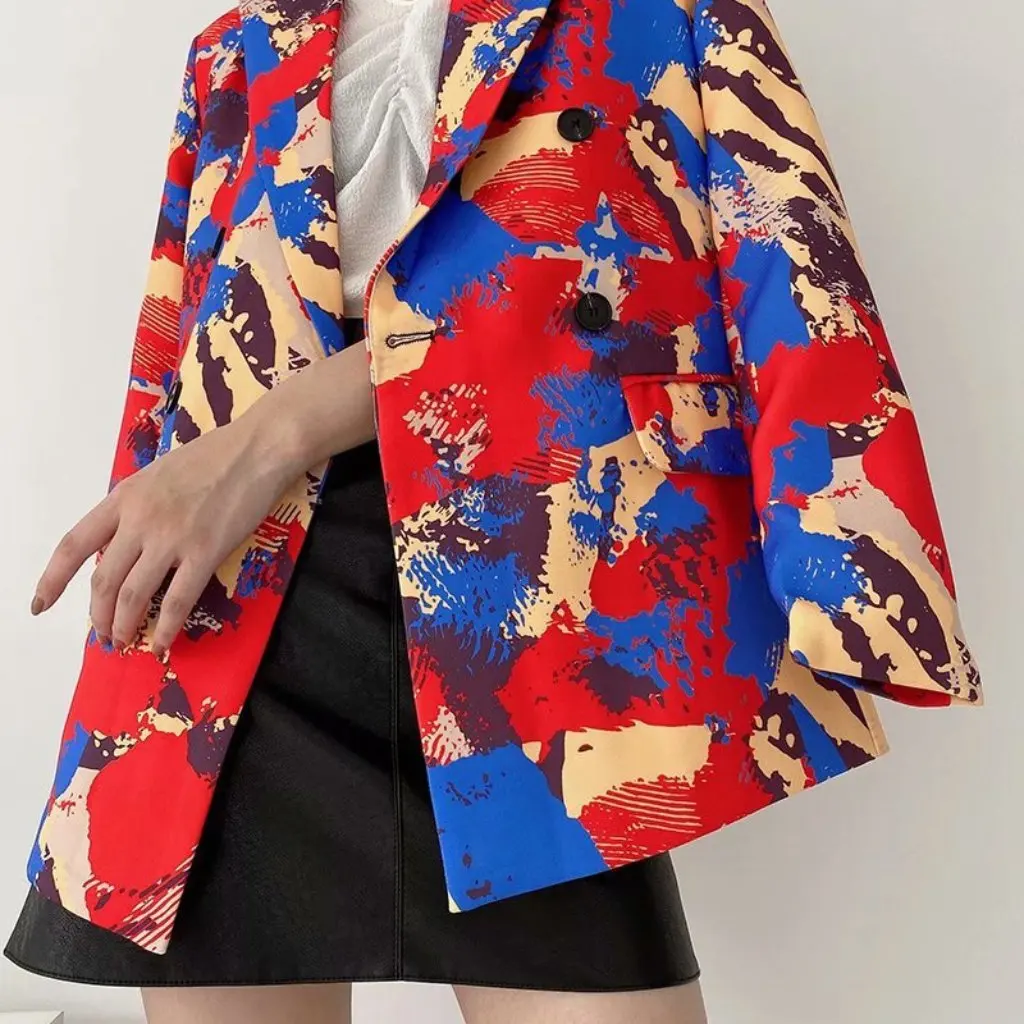 Red Blue Yellow Graffiti Suit Jacket European And American Fashion Trend Women's Casual Outerwear
Red Blue Yellow Graffiti Suit Jacket European And American Fashion Trend Women's Casual Outerwear