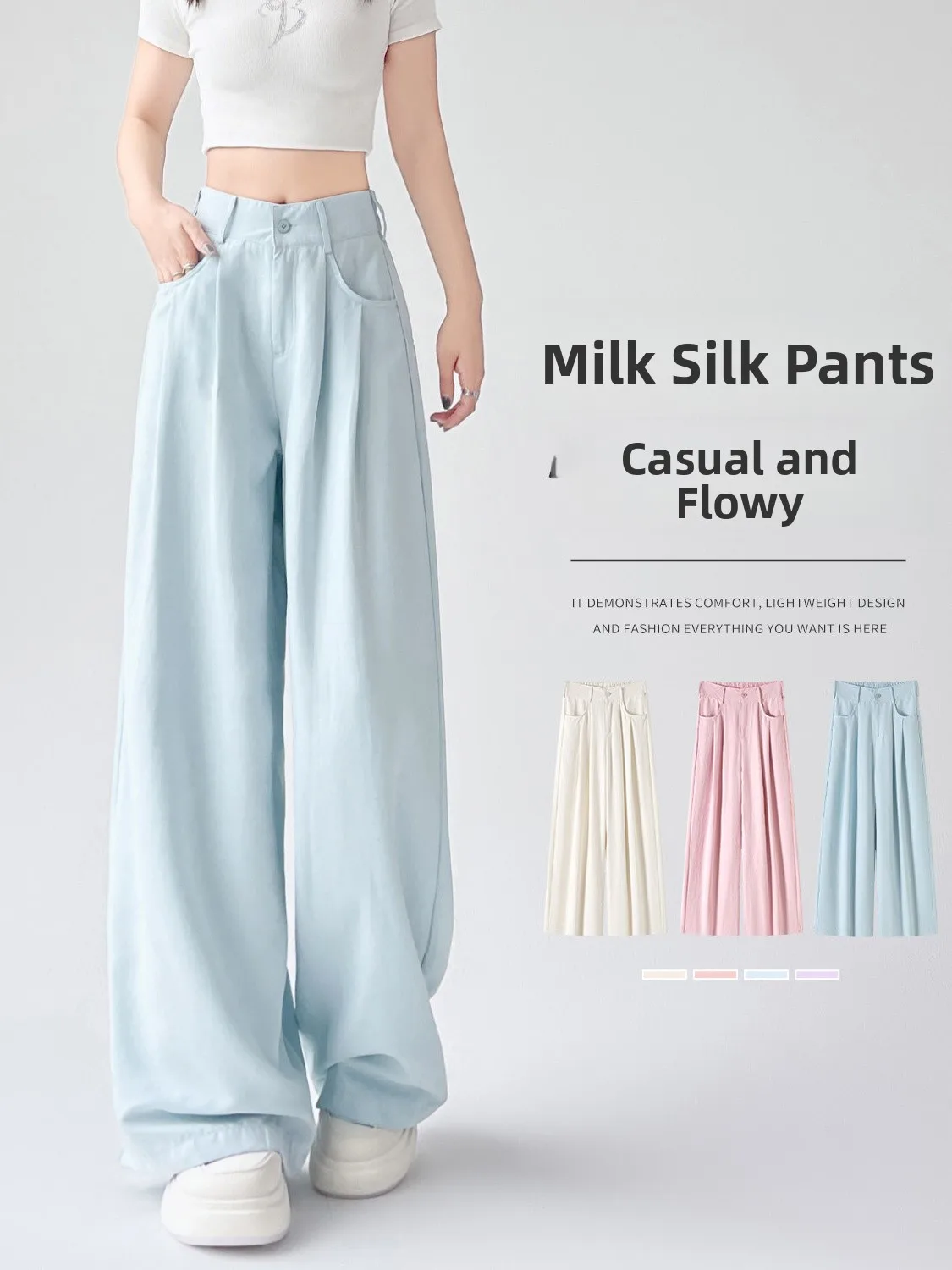 Blue Wide Leg Suit Pants Women Summer Thin Ice Silk Yamamoto Pants Casual High Waist Straight Leg Comfortable Soft Acetate Fiber
Blue Wide Leg Suit Pants Women Summer Thin Ice Silk Yamamoto Pants Casual High Waist Straight Leg Comfortable Soft Acetate Fiber