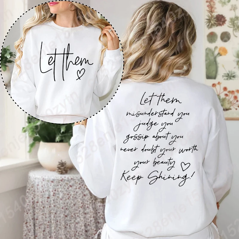 Women's Letter Print Sweatshirt, Let Them Sweatshirt, Casual Long Sleeve Crew Neck Pullover for Fall & Winter, Women's Clothing
Women's Letter Print Sweatshirt, Let Them Sweatshirt, Casual Long Sleeve Crew Neck Pullover for Fall & Winter, Women's Clothing