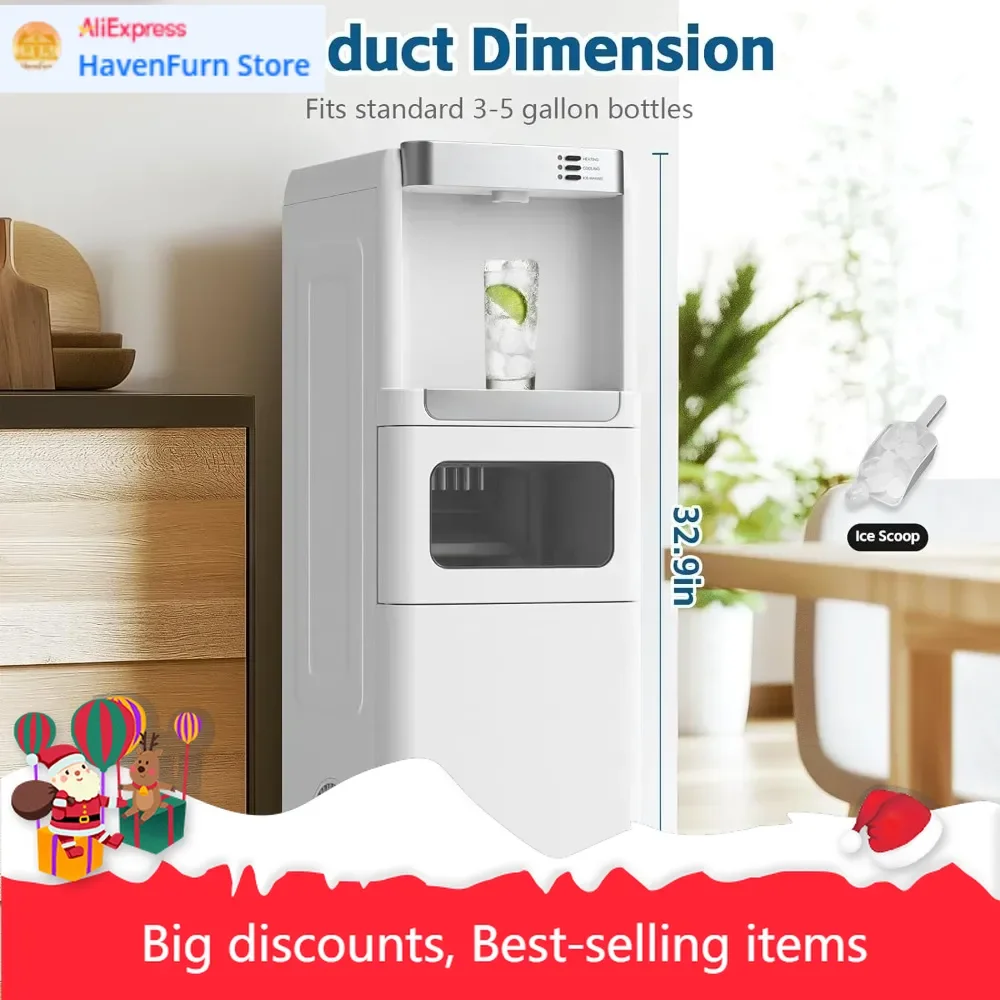 3 in 1 Water Cooler Dispenser with Ice Maker, Hot and Cold Water Dispenser for Home Office, 33lbs/24H, Top Loading 3 or 5 Gallon
3 in 1 Water Cooler Dispenser with Ice Maker, Hot and Cold Water Dispenser for Home Office, 33lbs/24H, Top Loading 3 or 5 Gallon