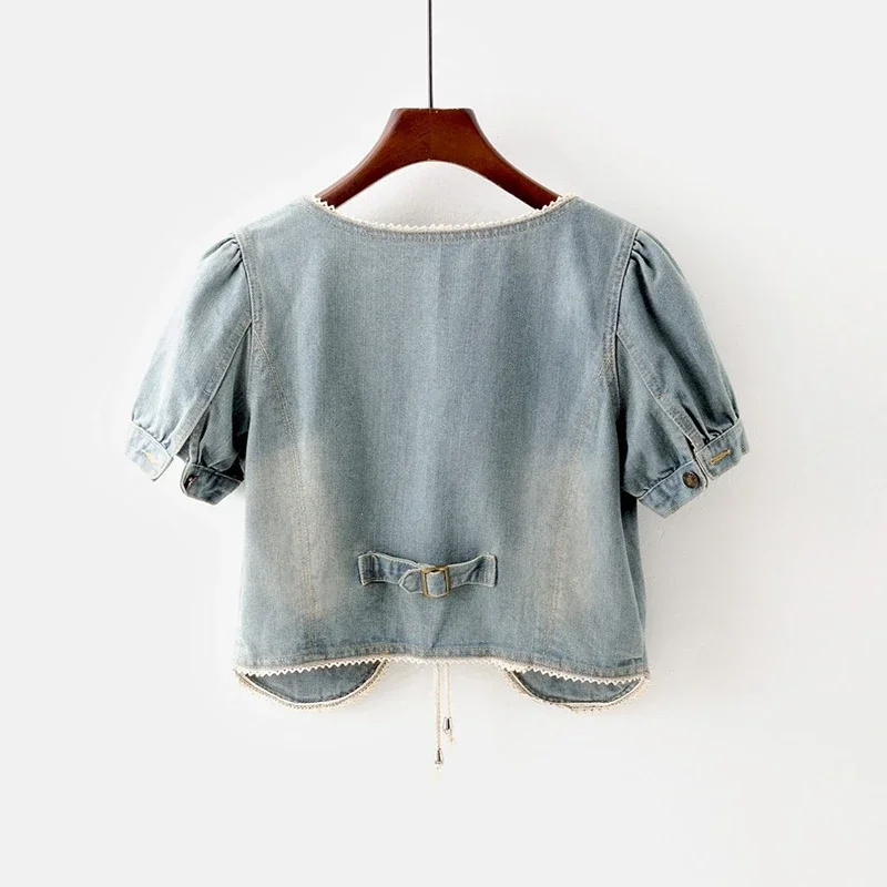2025 Summer Fashion Short Sleeve Denim Jacket Coat Women Shawl Cardigan Outerwear Female Slim Lace Up V Neck Short Jeans Jackets
2025 Summer Fashion Short Sleeve Denim Jacket Coat Women Shawl Cardigan Outerwear Female Slim Lace Up V Neck Short Jeans Jackets