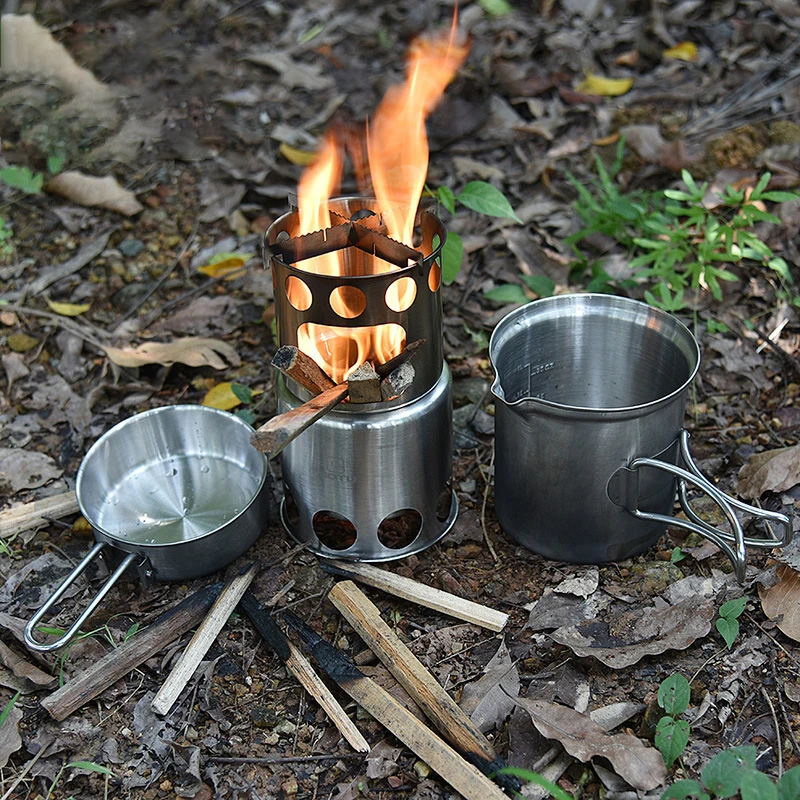 Portable Single Picnic Firewood Stove Pot Set Camping Long-travel Stainless Steel Tableware Cookware Outdoor Equipment
Portable Single Picnic Firewood Stove Pot Set Camping Long-travel Stainless Steel Tableware Cookware Outdoor Equipment