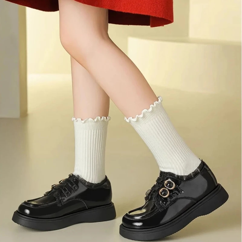 New Children's Fashion British Style Leather Shoes Girls Low Heel Round Head Lace Loafers 26-36
New Children's Fashion British Style Leather Shoes Girls Low Heel Round Head Lace Loafers 26-36