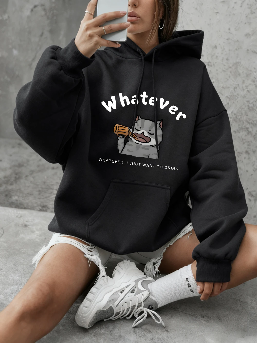 Толстовки с принтом Drunken Cat и героями мультфильмов, женские зимние флисовые теплые толстовки, базовый пуловер с круглым вырезом, повседневная свободная мягкая одежда
Толстовки с принтом Drunken Cat и героями мультфильмов, женские зимние флисовые теплые толстовки, базовый пуловер с круглым вырезом, повседневная свободная мягкая одежда