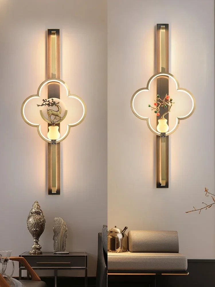 Chinese pure copper living room wall lamp villa staircase sofa background wall jade Chinese wind bedroom bed symmetrical lamp-1
Chinese pure copper living room wall lamp villa staircase sofa background wall jade Chinese wind bedroom bed symmetrical lamp-1