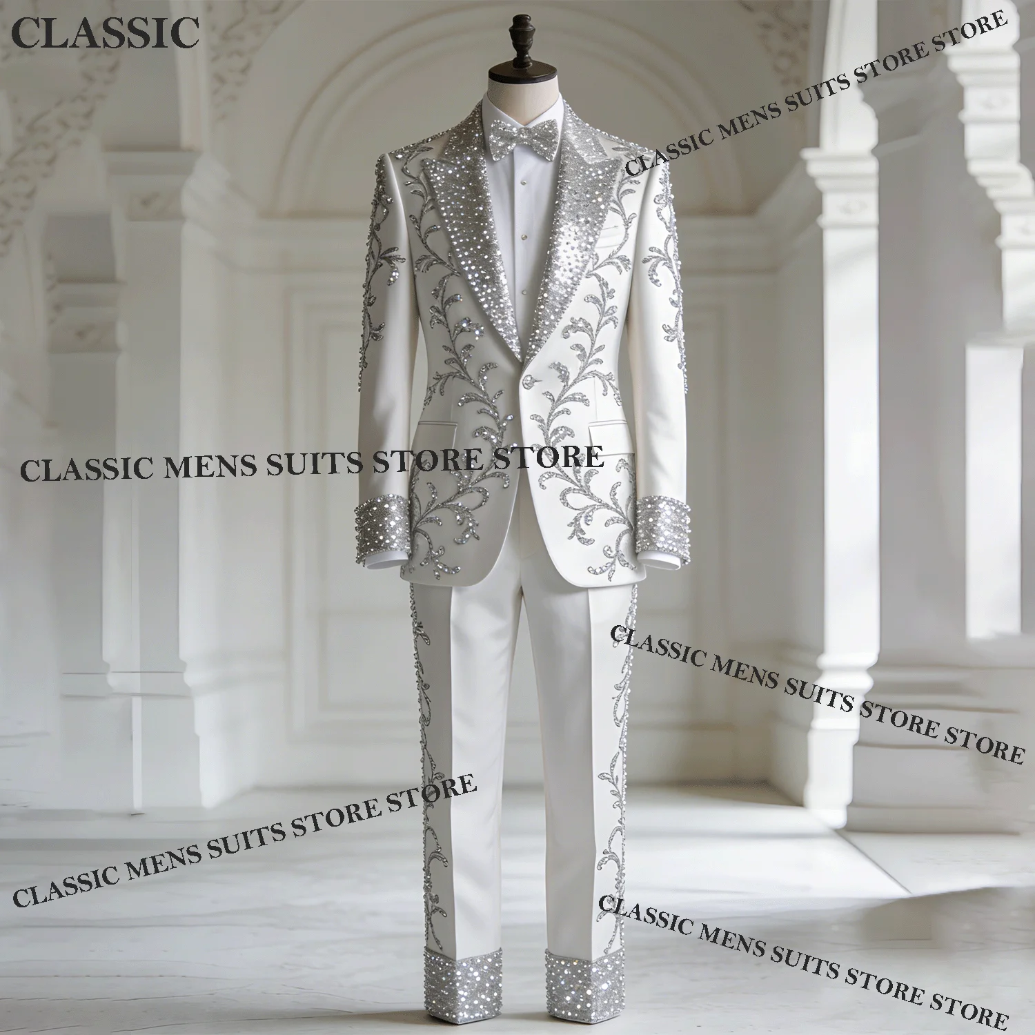 Handsome Men Suits Rhinestone Crystals Groom Tuxedos Customized Wedding Male Party 2 Pieces Sets Blazer Peaked Lapel Ropa Hombre
Handsome Men Suits Rhinestone Crystals Groom Tuxedos Customized Wedding Male Party 2 Pieces Sets Blazer Peaked Lapel Ropa Hombre