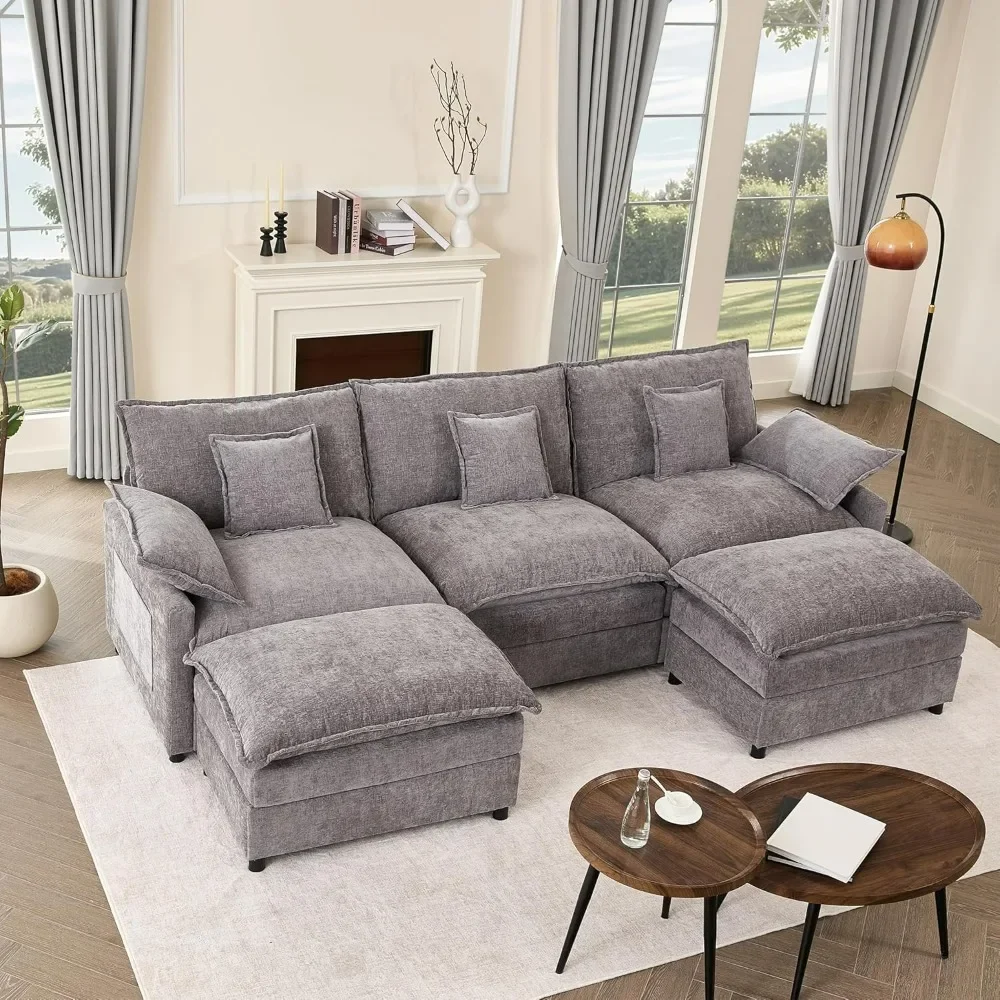 108" U Shaped Couch, Modular Sectional Sofa, 3-Seater Comfy Cloud Couch with Movable Ottoman, Deep Seat Couches for Living Room
108" U Shaped Couch, Modular Sectional Sofa, 3-Seater Comfy Cloud Couch with Movable Ottoman, Deep Seat Couches for Living Room