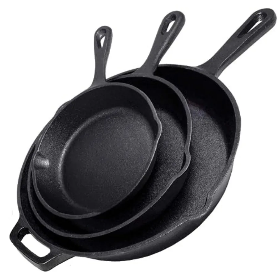 Cast Iron Skillet 3-Piece Set - 12" 10" 8" Heavy Duty Pans - Professional Restaurant Chef Quality Pre-Seasoned Pan Cookware Set
Cast Iron Skillet 3-Piece Set - 12" 10" 8" Heavy Duty Pans - Professional Restaurant Chef Quality Pre-Seasoned Pan Cookware Set