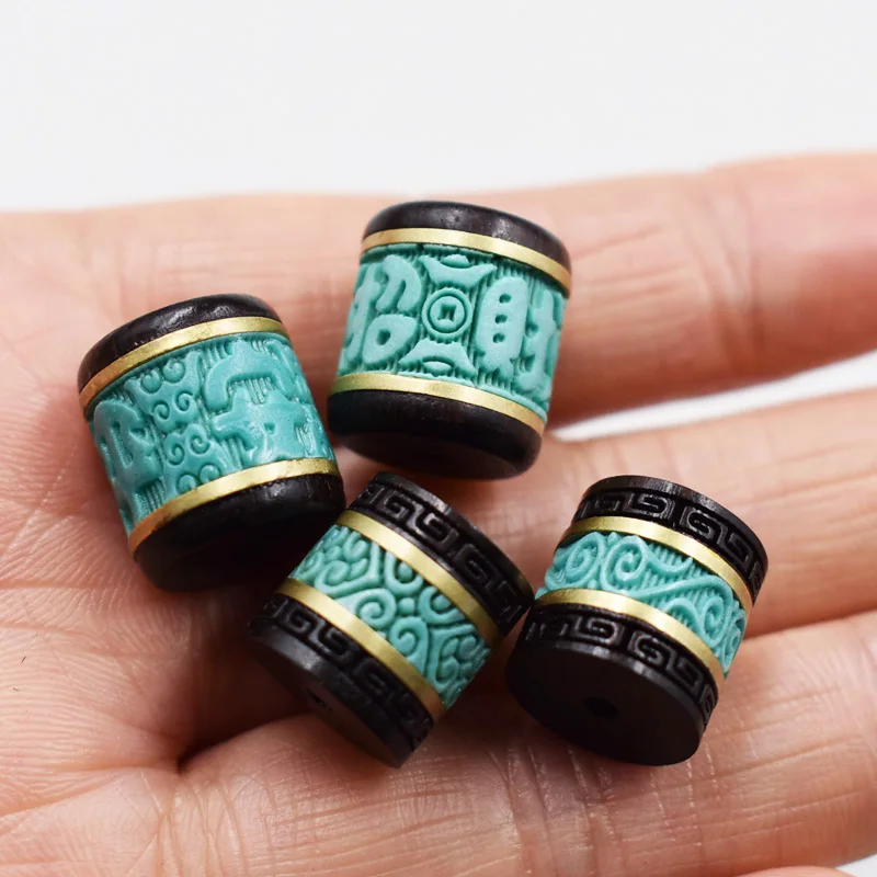 Bla Ebony Wood Inlaid Bronze een Turquoise Barrel Beads Handmade DIY Jewelry Accories Bracelet Nelace Buddha Beads
Bla Ebony Wood Inlaid Bronze een Turquoise Barrel Beads Handmade DIY Jewelry Accories Bracelet Nelace Buddha Beads
