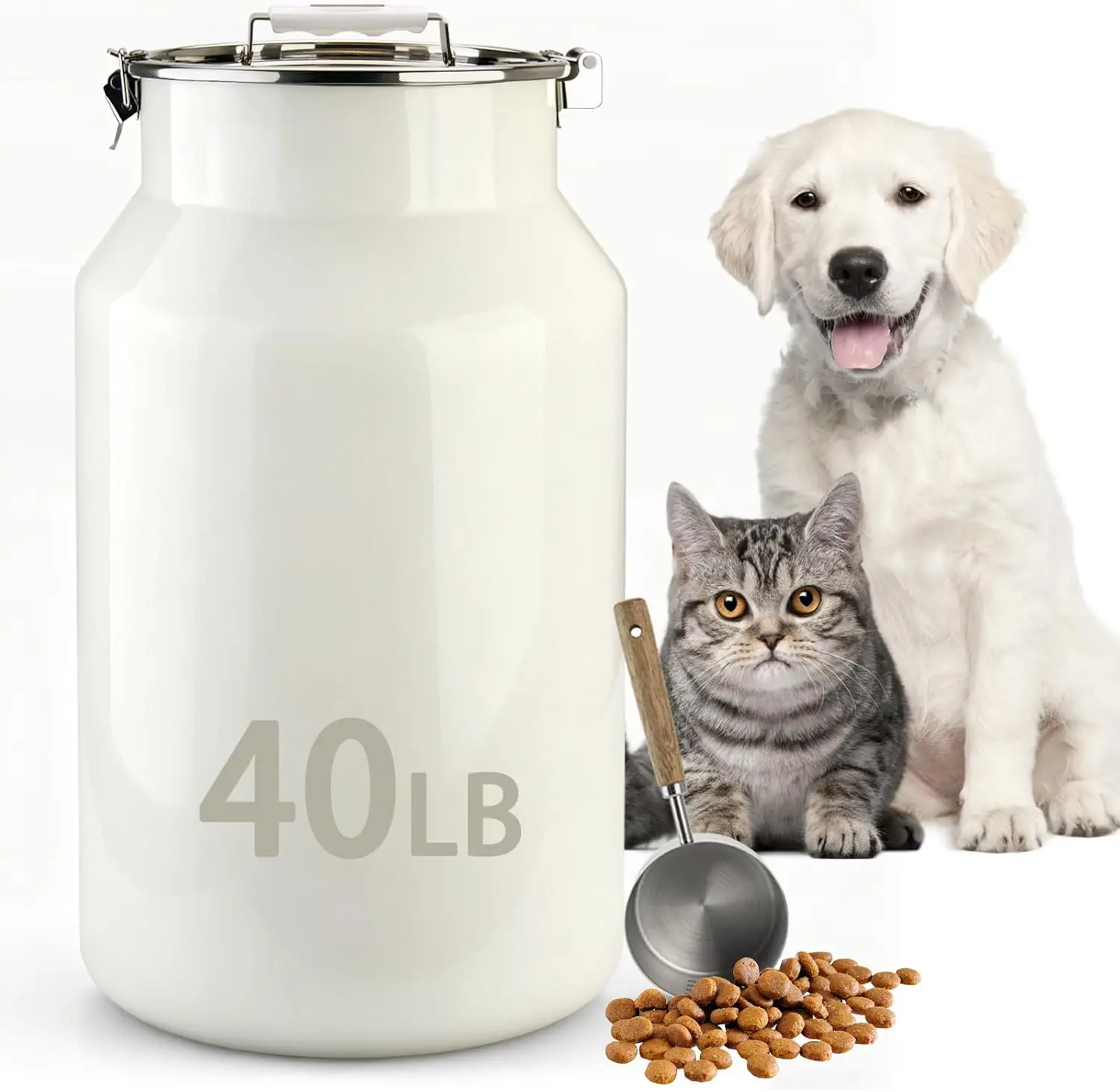 Large Stainless Steel Pet Food Storage Container 40 lb/38 Qt, Airtight Lid with Scoop, 304 Metal Dog & Cat Food Bin
Large Stainless Steel Pet Food Storage Container 40 lb/38 Qt, Airtight Lid with Scoop, 304 Metal Dog & Cat Food Bin