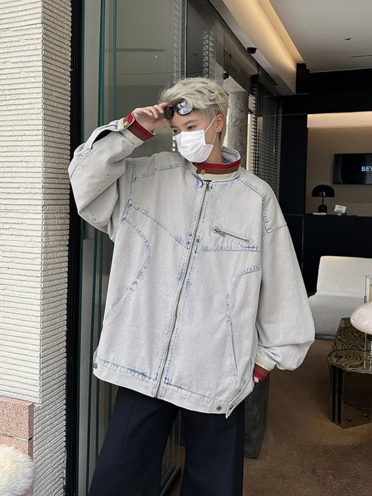 Retro American Zipper Denim Jaet for Men Waed out Design Stand Collar Couple's Jaet Loose Fit Youth Faion Autumn Wear
Retro American Zipper Denim Jaet for Men Waed out Design Stand Collar Couple's Jaet Loose Fit Youth Faion Autumn Wear