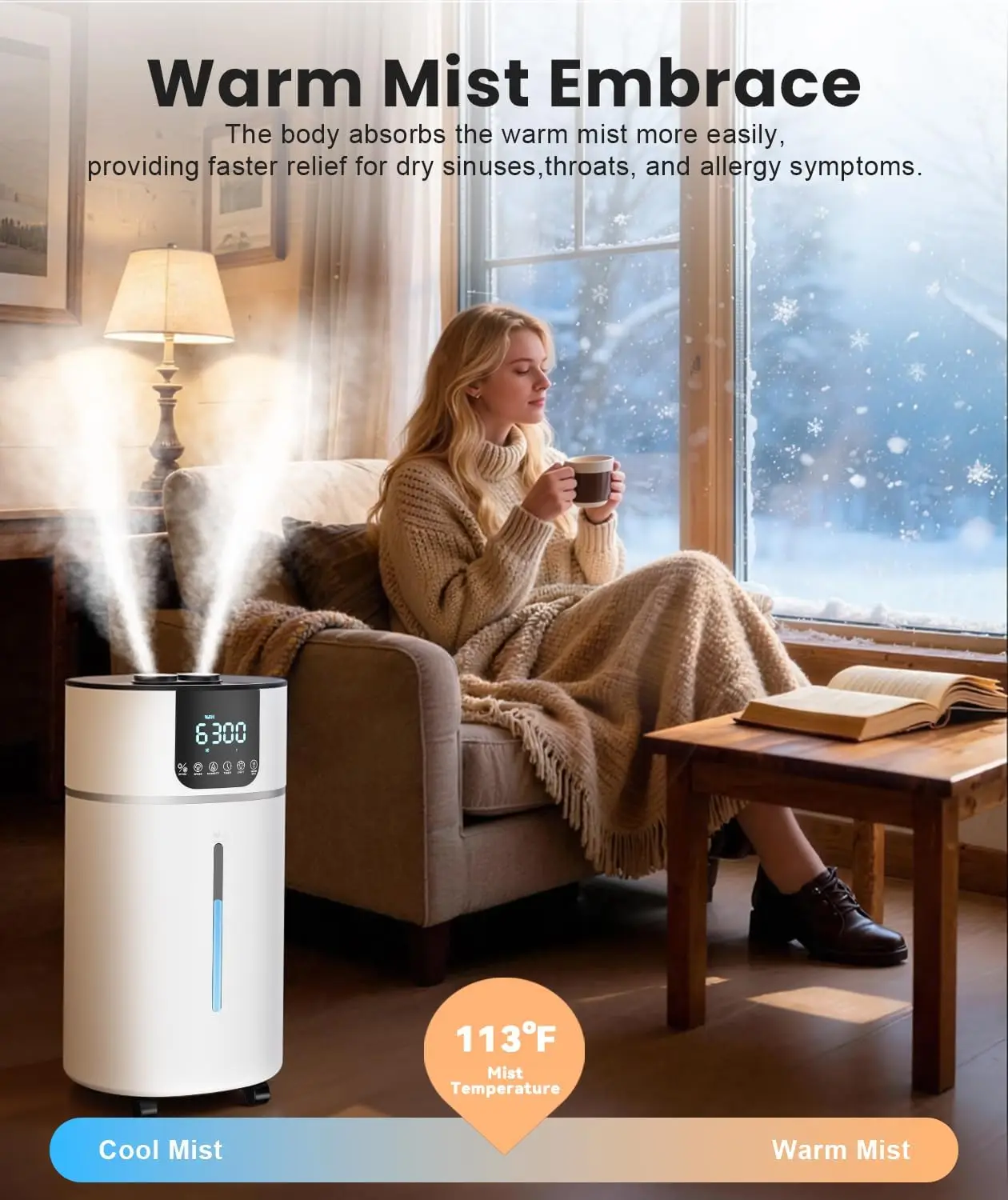 4.2 Gal/16L Humidifier Large Room, Cool Warm Mist 2000ft² Whole House Air Humidifiers for Bedroom, Plants, Adults, 60H Runtime,
4.2 Gal/16L Humidifier Large Room, Cool Warm Mist 2000ft² Whole House Air Humidifiers for Bedroom, Plants, Adults, 60H Runtime,