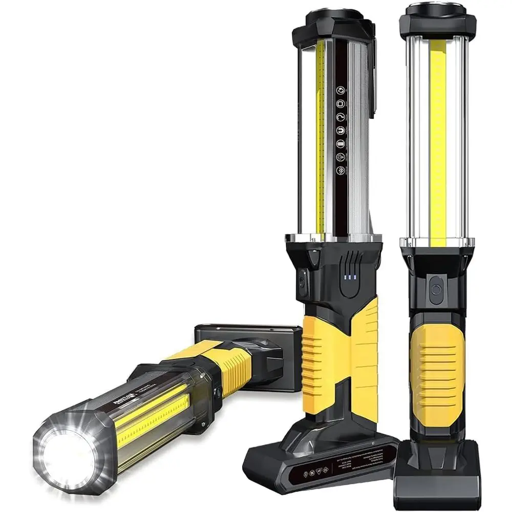Rechargeable 1500LM COB LED Work Light with Magnetic Hands-Free and Hook, IPX4 Waterproof for Garage Repair and Outdoor Use (Yel
Rechargeable 1500LM COB LED Work Light with Magnetic Hands-Free and Hook, IPX4 Waterproof for Garage Repair and Outdoor Use (Yel