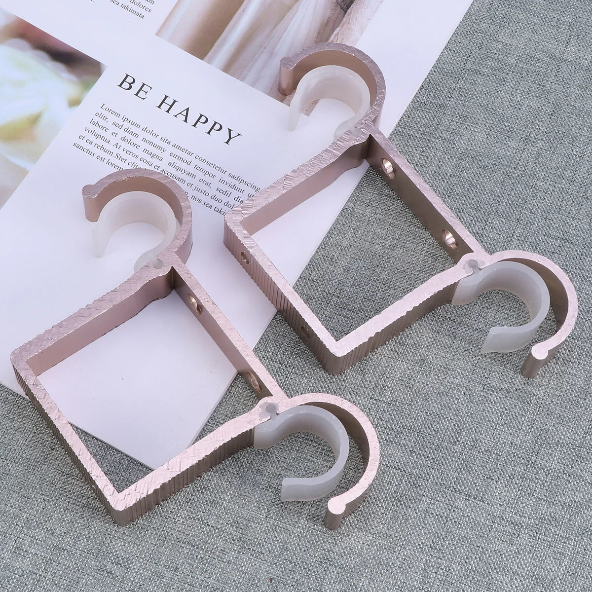 2Pcs Aluminum Alloy Curtain Rod Bracket Thick Double Hook Rose Gold Curtain Holder Stable Mount for Heavy Drapes
2Pcs Aluminum Alloy Curtain Rod Bracket Thick Double Hook Rose Gold Curtain Holder Stable Mount for Heavy Drapes