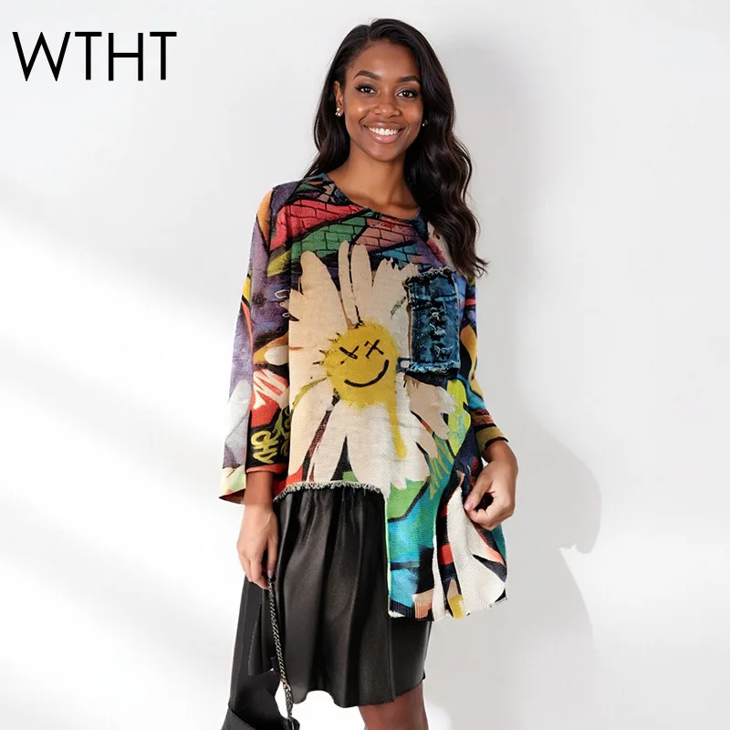 WTHT Fashion Women's Irregular Print Patchwork Denim T-shirt 2025 Autumn O-neck Long Sleeves Tops Female 1LS2377
WTHT Fashion Women's Irregular Print Patchwork Denim T-shirt 2025 Autumn O-neck Long Sleeves Tops Female 1LS2377