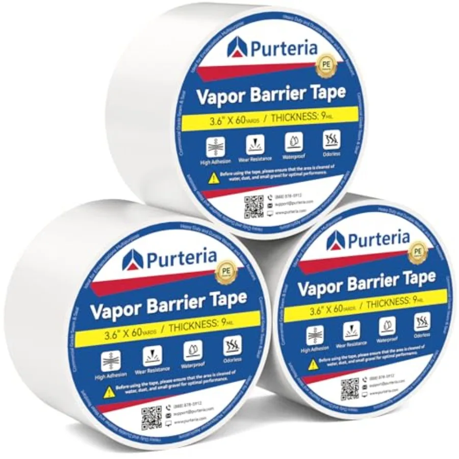 Vapor Barrier Tape with Release Liner, 9 Mil Easy-to-Use Polyethylene Moisture Vapor Barrier Seam Tape for Crawl Space, Repairs
Vapor Barrier Tape with Release Liner, 9 Mil Easy-to-Use Polyethylene Moisture Vapor Barrier Seam Tape for Crawl Space, Repairs