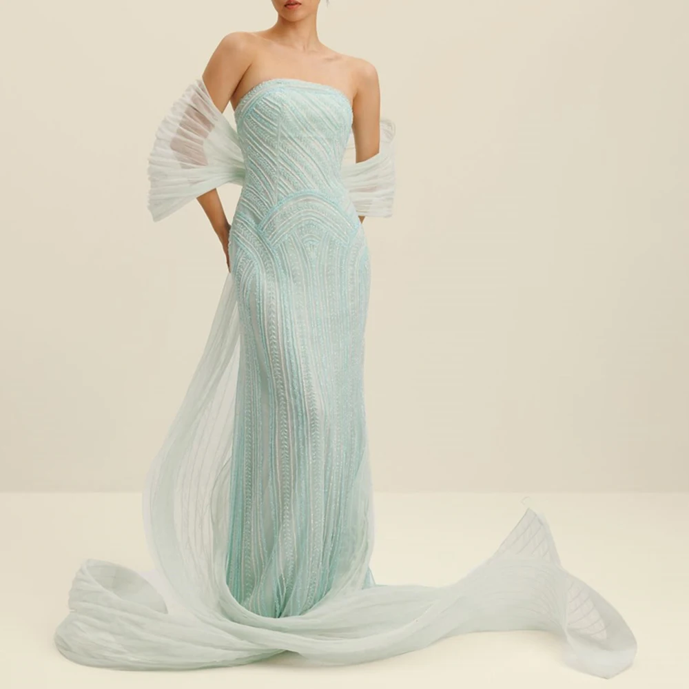 Temperament Embroidery Bow Strapless Floor Length Straight Evening Dress Chiffon Off the Shoulder Criss-Cross Vestidos de fiesta
Temperament Embroidery Bow Strapless Floor Length Straight Evening Dress Chiffon Off the Shoulder Criss-Cross Vestidos de fiesta