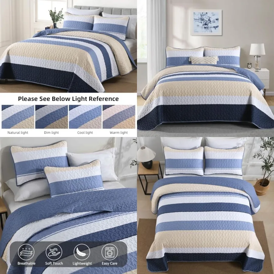 Boho Quilt Set Size, Fall Striped Bedspread Lightweight Farmhouse Bedding Sets 3 Pieces Micofiber Patchwork Coverlet with 2 Pil
Boho Quilt Set Size, Fall Striped Bedspread Lightweight Farmhouse Bedding Sets 3 Pieces Micofiber Patchwork Coverlet with 2 Pil