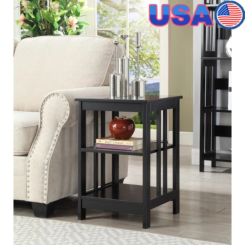 Mission End Table with Middle and Bottom Shelf Indoor Storage Easy Assembly Modern Home Decor Rubberwood MDF Black Finish
Mission End Table with Middle and Bottom Shelf Indoor Storage Easy Assembly Modern Home Decor Rubberwood MDF Black Finish