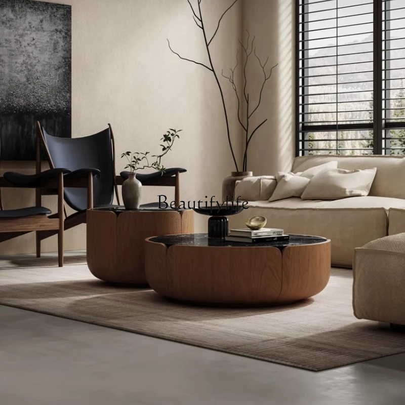 **Italian minimalist high-end marble coffee table combination art round walnut coffee table
**Italian minimalist high-end marble coffee table combination art round walnut coffee table