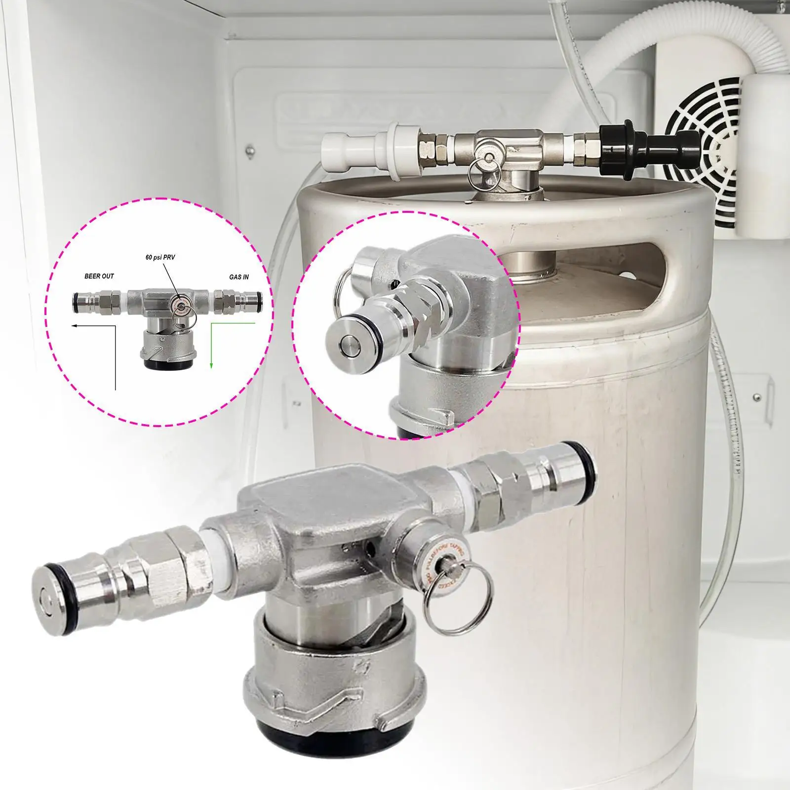 Beer Low Profile Keg Coupler with Ball Lock Easy Connection Gas Beer Post Home
Beer Low Profile Keg Coupler with Ball Lock Easy Connection Gas Beer Post Home