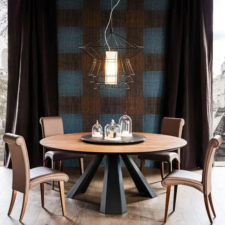 SAT049 American Style Modern Wooden Big Round Table Modern Luxury Dining Table Set
SAT049 American Style Modern Wooden Big Round Table Modern Luxury Dining Table Set