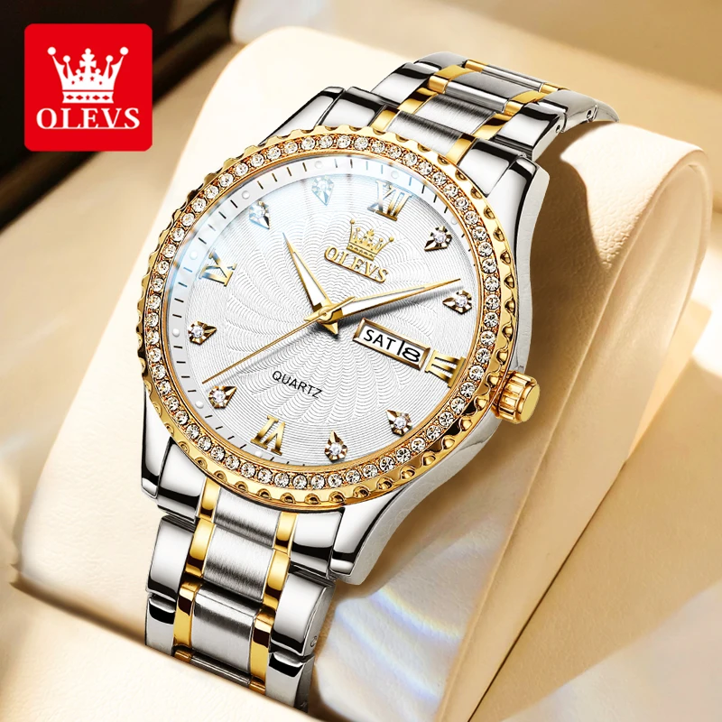 OLEVS 5565 Original Men's Quartz Watch Stainless Steel Diamond Bezel Calendar Classic Business Dress Wristwatch Luxury for Man
OLEVS 5565 Original Men's Quartz Watch Stainless Steel Diamond Bezel Calendar Classic Business Dress Wristwatch Luxury for Man