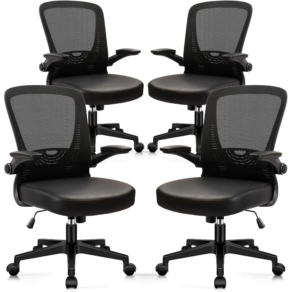 Ergonomic PU Leather Swivel Chair with Mesh Back, Lumbar Support, Adjustable Height for Office or Home, Black (4-Pack)
Ergonomic PU Leather Swivel Chair with Mesh Back, Lumbar Support, Adjustable Height for Office or Home, Black (4-Pack)