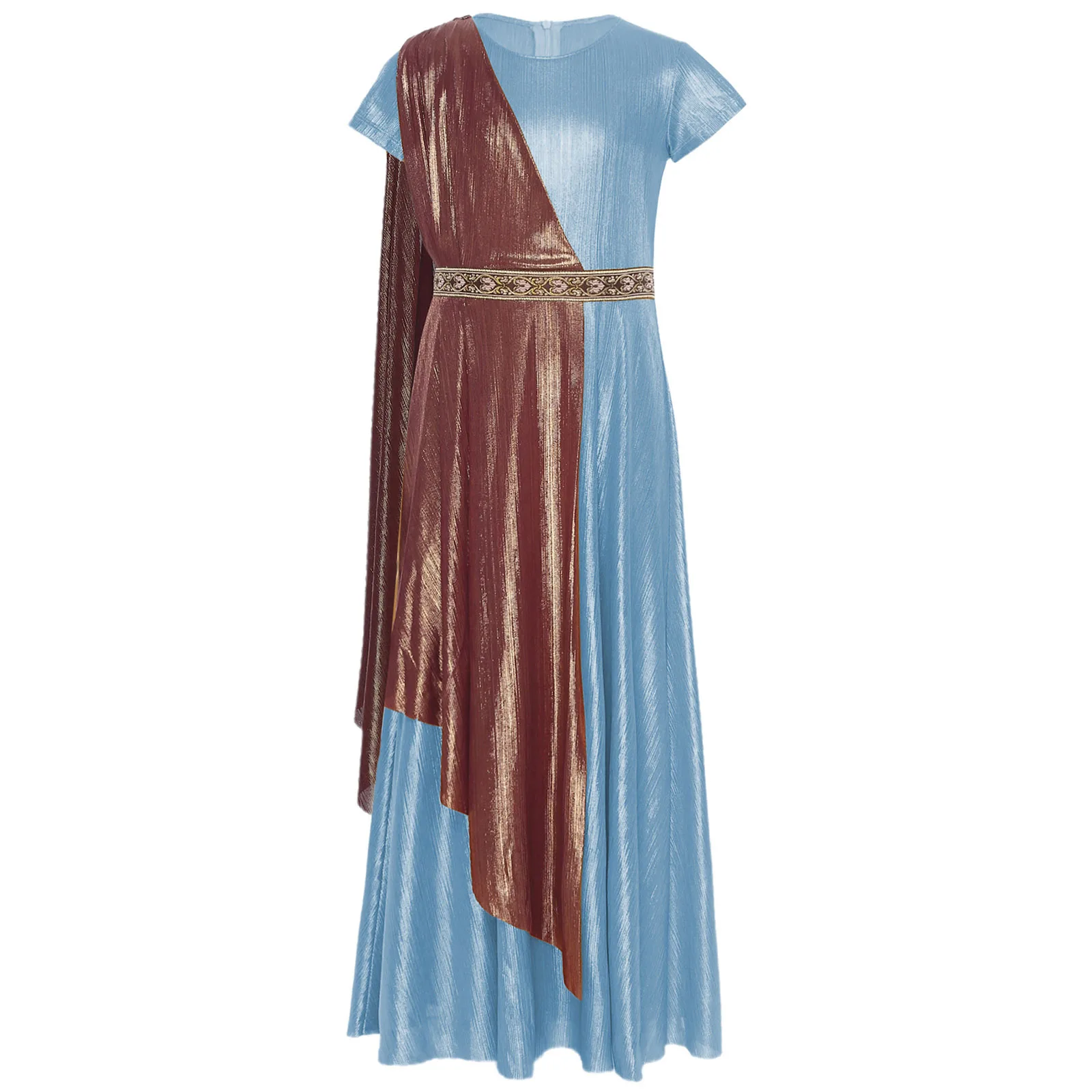 Girls Greek Toga Robe Dress Short Sleeve Metallic Shiny Greek Princess Dress Ancient Greece Roman Toga Halloween Cosplay Costume
Girls Greek Toga Robe Dress Short Sleeve Metallic Shiny Greek Princess Dress Ancient Greece Roman Toga Halloween Cosplay Costume