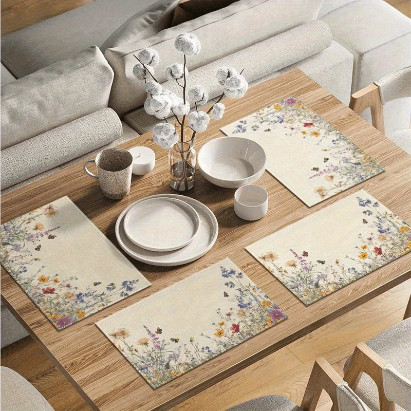 4pcs "Floral for Dining" 12X18-Inch Single-Sided Printing Fabric Table Mat Set for Dining And Home Use, Suitable for Table Decoration And Party Decoration
4pcs "Floral for Dining" 12X18-Inch Single-Sided Printing Fabric Table Mat Set for Dining And Home Use, Suitable for Table Decoration And Party Decoration