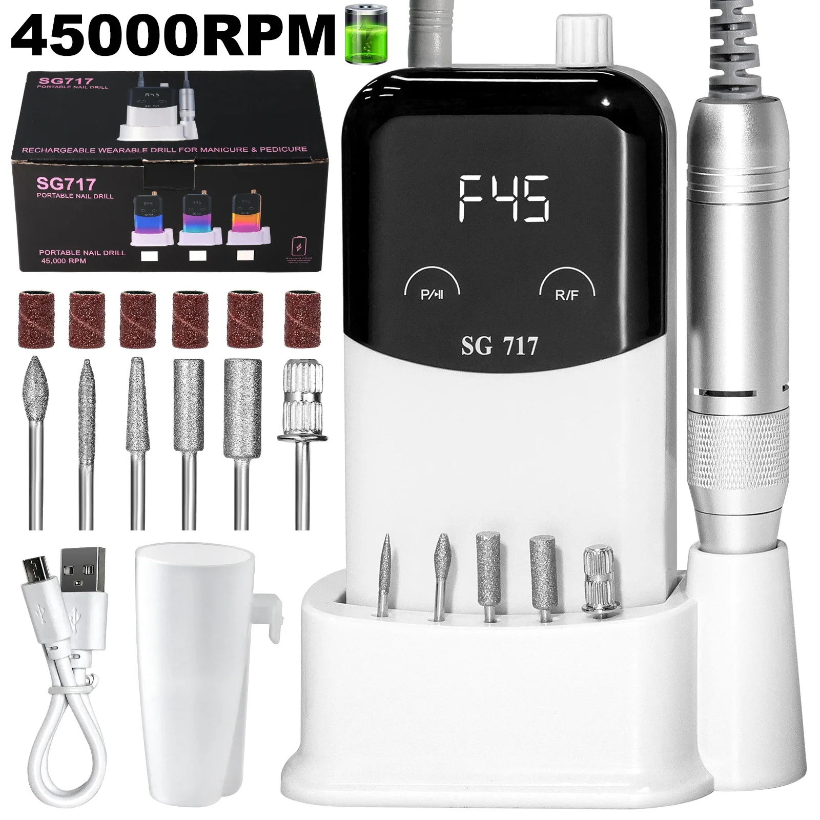 45000RPM Electric Nail File Professional Nail Polishing Machine Rechargeable Low Noise Nail Sander File For Manicure Salon
45000RPM Electric Nail File Professional Nail Polishing Machine Rechargeable Low Noise Nail Sander File For Manicure Salon