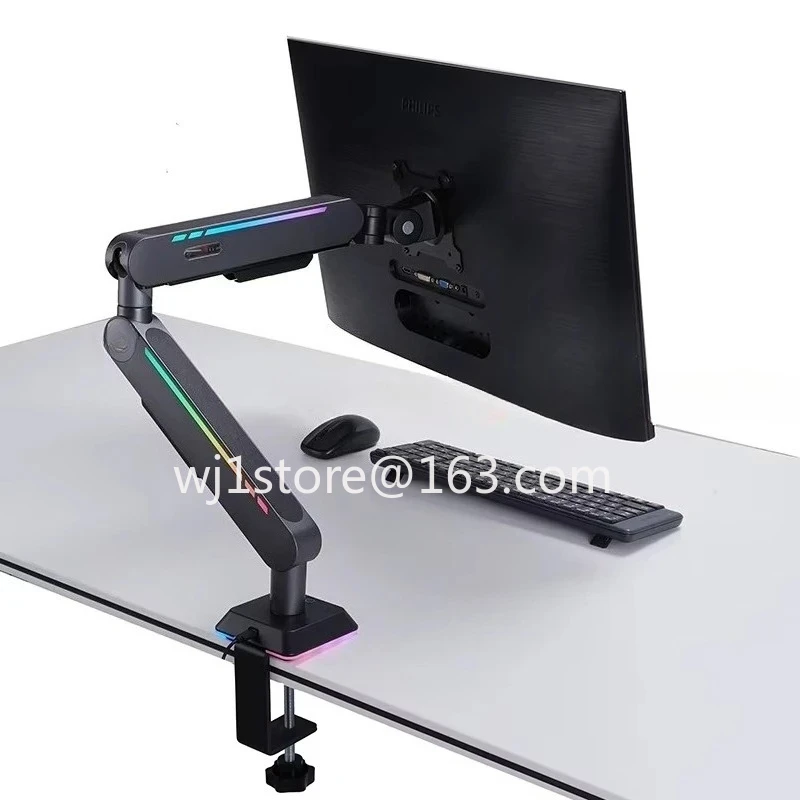 Heavy Duty Gaming RGB Lighting Single Monitor Arm Bracket Standing Bracket Desktop Mount
Heavy Duty Gaming RGB Lighting Single Monitor Arm Bracket Standing Bracket Desktop Mount