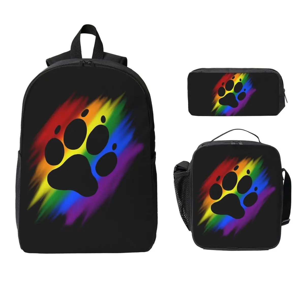 Rainbow Pup Paw Dark Print Backpack Student BookBag School Bag Computer Shoulder Bags 3ps Insulated Lunch Bag Pencil Case
Rainbow Pup Paw Dark Print Backpack Student BookBag School Bag Computer Shoulder Bags 3ps Insulated Lunch Bag Pencil Case