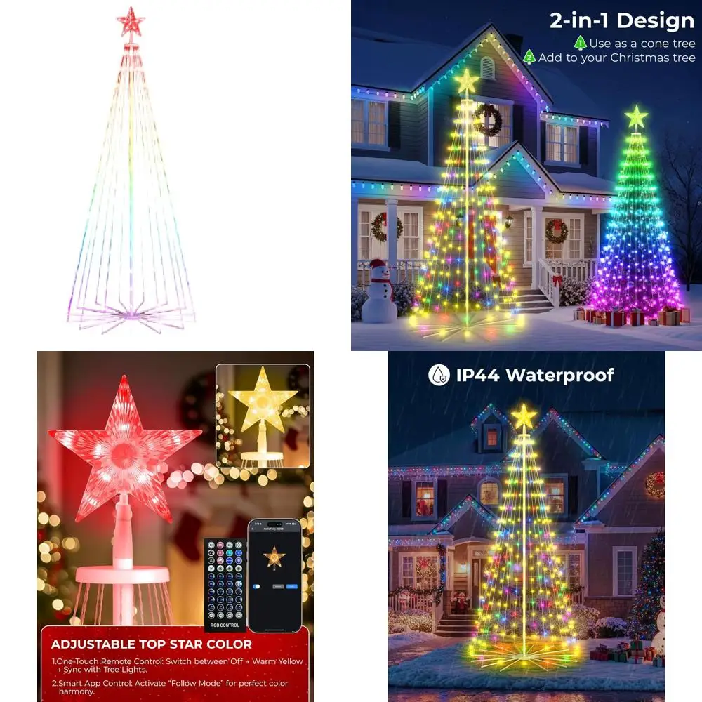 Smart Christmas Cone Tree with App Control, DIY Color Changing LED Lights, Outdoor Waterproof Xmas Tree Decoration with Remote a
Smart Christmas Cone Tree with App Control, DIY Color Changing LED Lights, Outdoor Waterproof Xmas Tree Decoration with Remote a