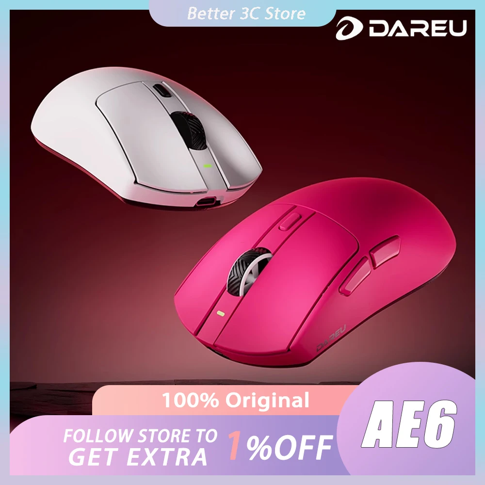 Dareu AE6 Mouse Tri Mode Wireless Mouse PAW3950 Doul 8K Gaming Mouse Aim Speed Low Latency Lightweight Custom For Valorant CSGO
Dareu AE6 Mouse Tri Mode Wireless Mouse PAW3950 Doul 8K Gaming Mouse Aim Speed Low Latency Lightweight Custom For Valorant CSGO