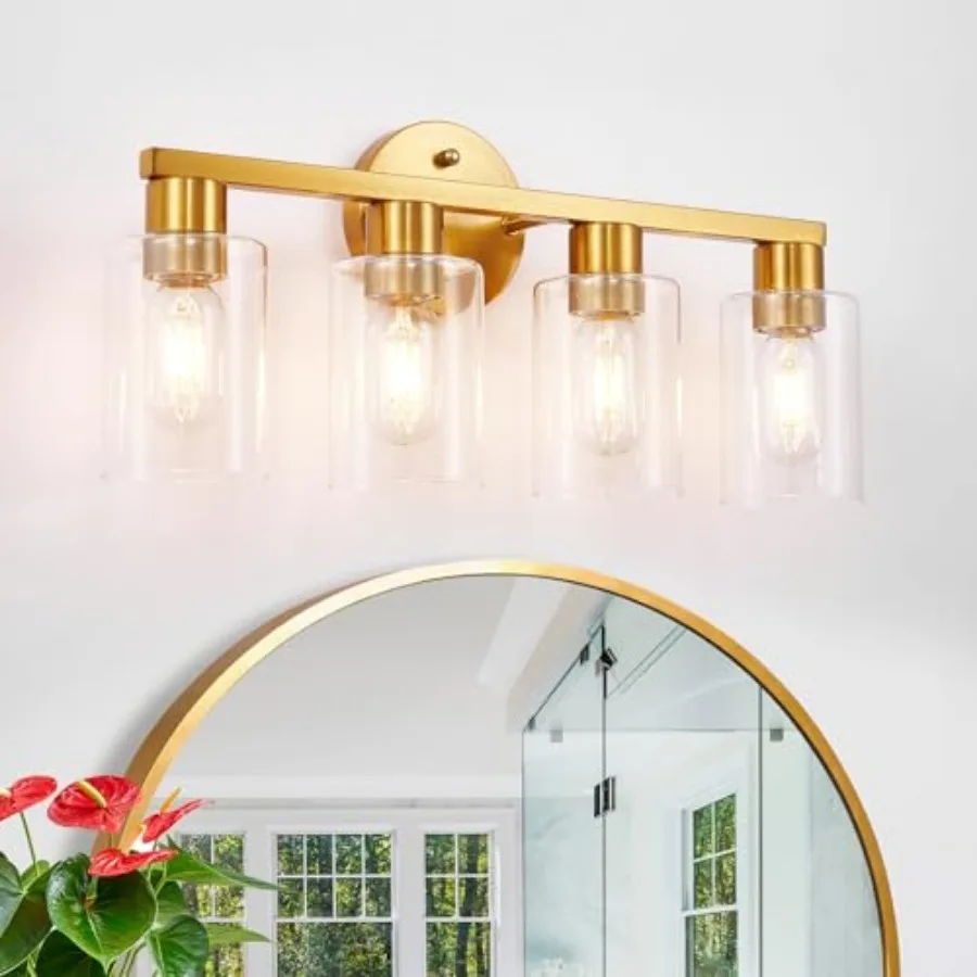 Bathroom Vanity, Brushed Brass Bathroom Light Fixtures with Clear Glass Shade, Modern Wall Lamp Sconce Lighting for Bath Mirror
Bathroom Vanity, Brushed Brass Bathroom Light Fixtures with Clear Glass Shade, Modern Wall Lamp Sconce Lighting for Bath Mirror