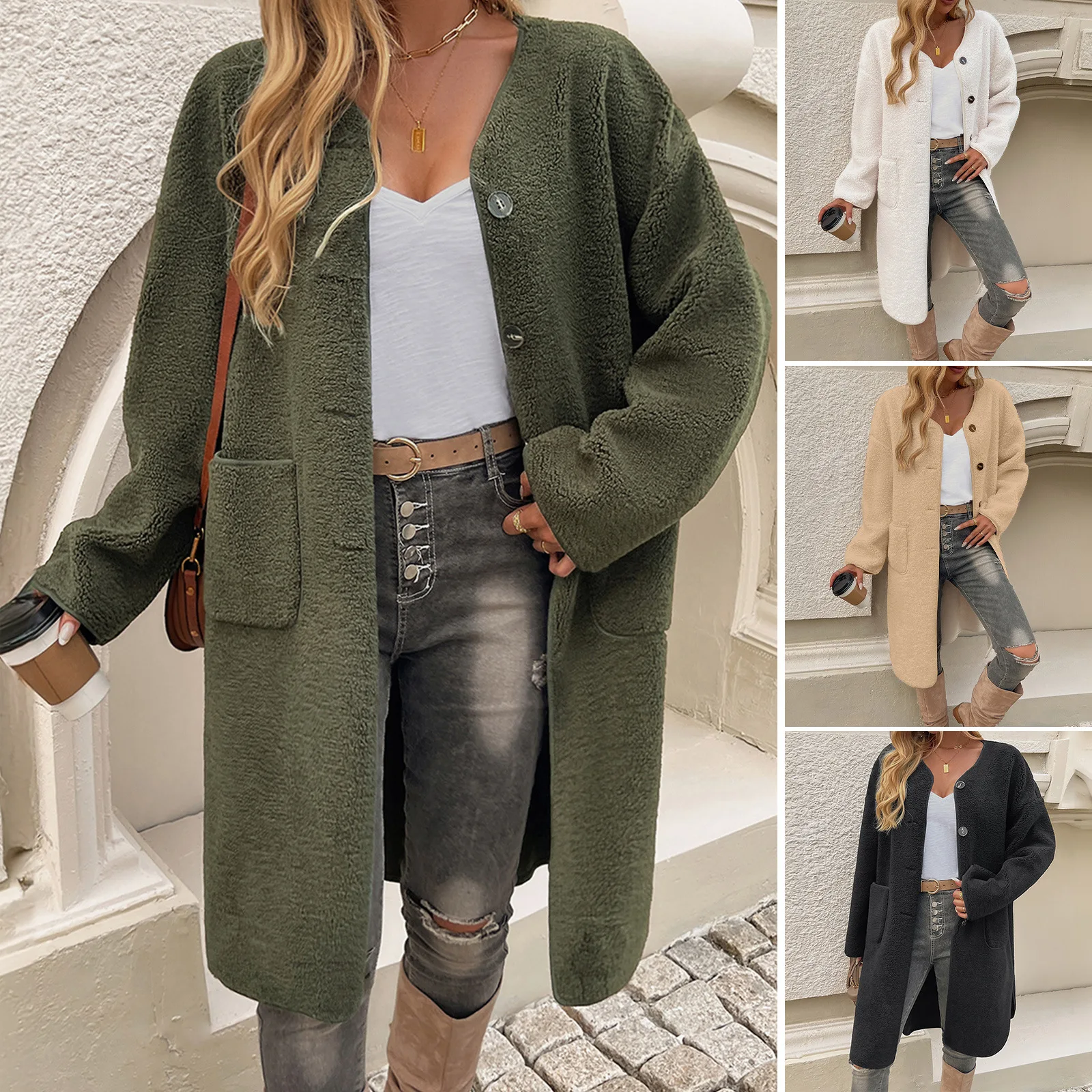 autumn and winter new Amazon women's clothing, European and American casual cardigan breasted pocket trench coat
autumn and winter new Amazon women's clothing, European and American casual cardigan breasted pocket trench coat