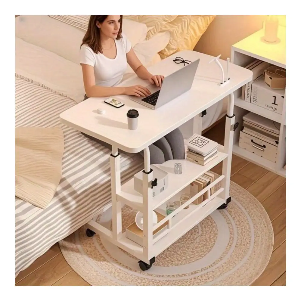 Multifunctional Desk On Wheels HeightAdjustable Rolling Desk With Storage Shelves, SpaceSaving Wood And Metal Frame, Compact Fi
Multifunctional Desk On Wheels HeightAdjustable Rolling Desk With Storage Shelves, SpaceSaving Wood And Metal Frame, Compact Fi